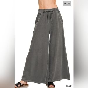 1-0131 *Boutique* PLUS Zenana Cotton Ultra Wide Leg Soft Pants